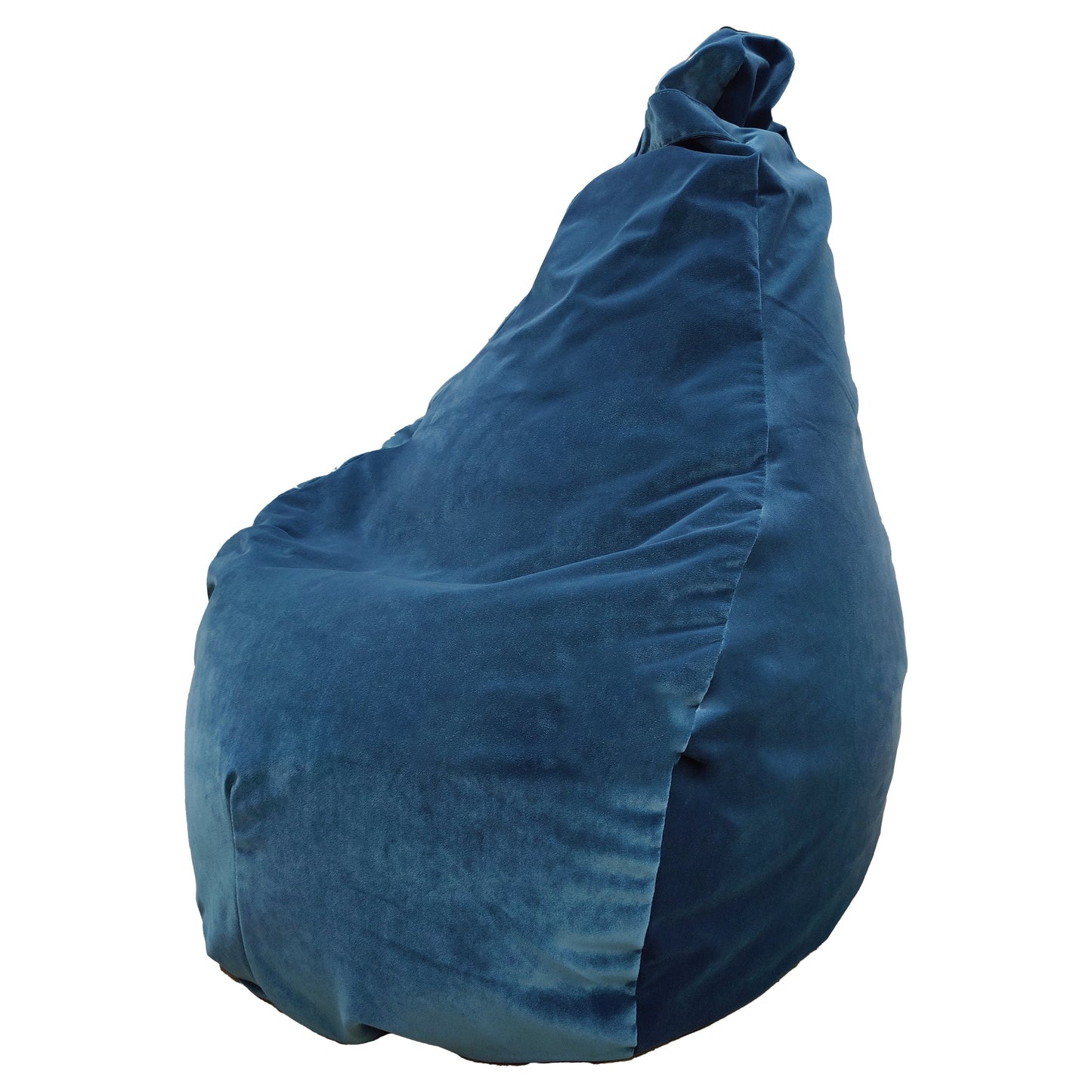 Pouf in Velluto in Tinta Unita - Leila Sedile Lisola Bean Bag Blu Pavone 